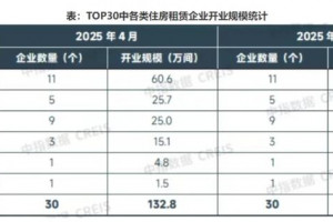 2025年5月长租公寓开业房源微增，重点城市租金延续淡季下跌态势